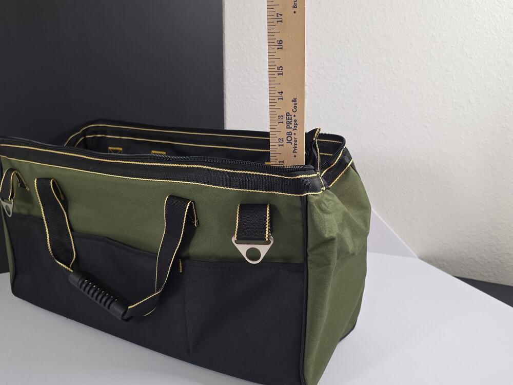 FASTECH 22" Heavy Duty Tool Bag Olive Green Black Shoulder Strap Contractor Tote